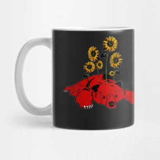 Slava Ukraini - Defeated Russian Bear and Sunflowers Mug